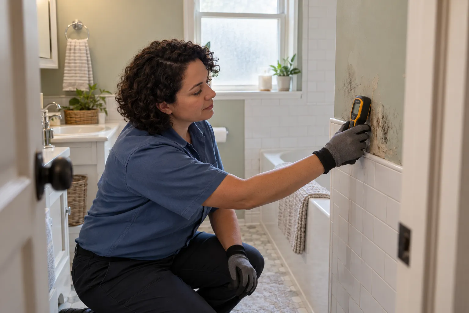Mold remediation provider inspecting a home in Kinnelon
